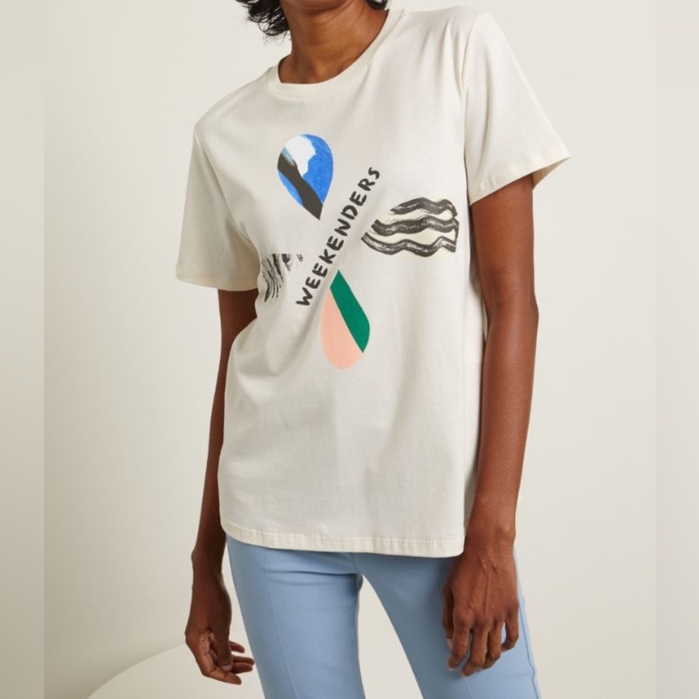 Max Mara Weekend Label-cut Printed Short Sleeves T-shirt Size: M L Spring/Summer
